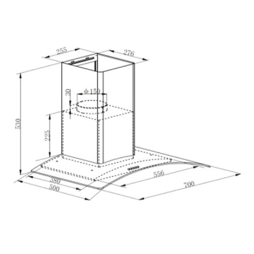 Kích thước máy hút mùi áp tường Faster FS 3388-70B
