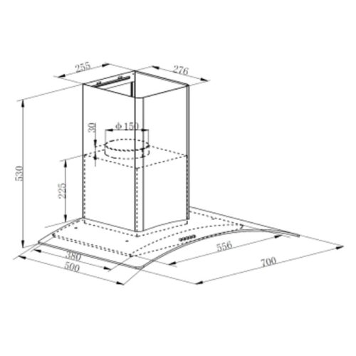 Kích thước máy hút mùi áp tường Faster FS 3388-70S