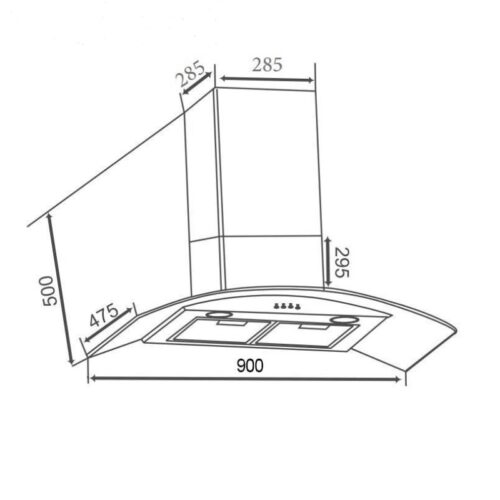 Kích thước máy hút mùi áp tường Faster FS 3388-90S