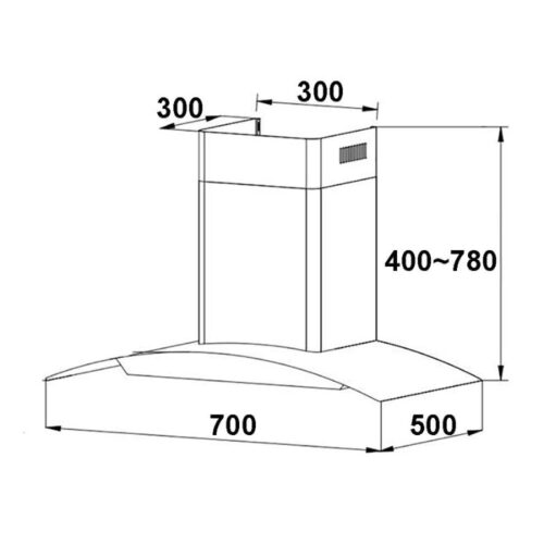 Kích thước máy hút mùi áp tường Faster FS 3588-70BL