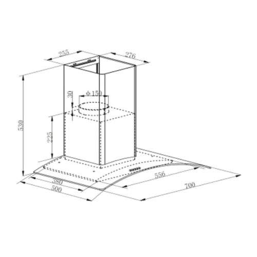 Kích thước máy hút mùi áp tường Faster FS 3588-70TS